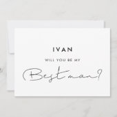 ミニマルな手書きの「私のベストマンになってくれる？」 招待状 (正面)