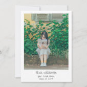 ミニマルな手書きスクリプト写真 卒業のお知らせ 案内状 (正面)