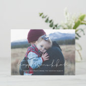 ミニマルな手書きハッピーハヌカー写真 シーズンカード (スタンド正面)