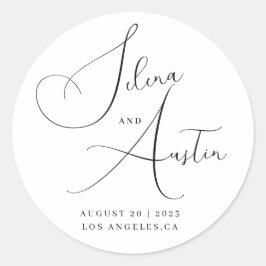 ミニマルな手書き結婚式用シール ラウンドシール