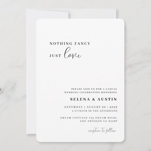 ミニマルな手書き　飾らない　愛だけ　招待状 招待状 (正面)
