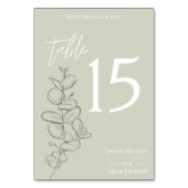 ミニマルな手離れ引きのセージグ結婚リーン テーブルナンバー (正面)