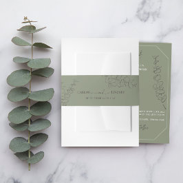 ミニマルな手離れ引きのセージグ結婚リーン 招待状ベリーバンド