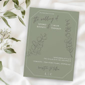 ミニマルな手離れ描きの写真は結婚緑 招待状