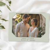 ミニマルな手離れ描きの写真は結婚緑 招待状