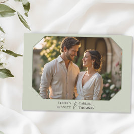 ミニマルな手離れ描きの写真は結婚緑 招待状