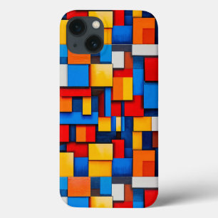 ミニマルな抽象幾何学モダンカラフルブロック iPhone 13ケース
