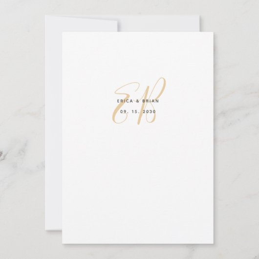 ミニマルな挙式後の披露宴のウェディング 招待状 (裏面)