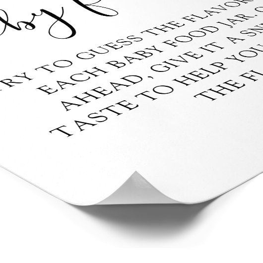 ミニマルな推測ベビー食べ物ベビーシャワーゲーム ポスター (角)