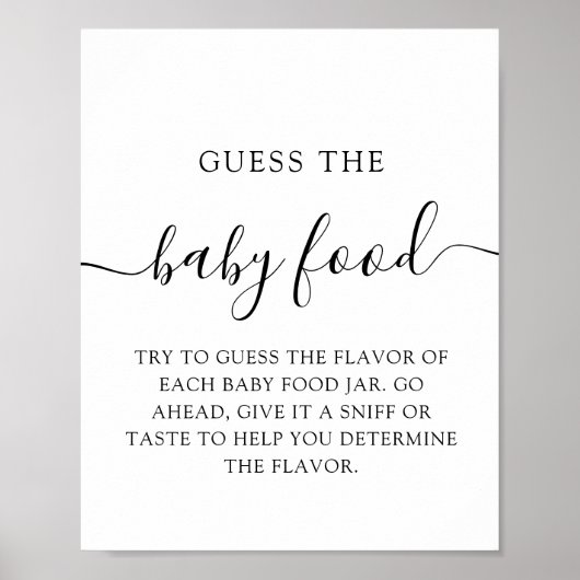 ミニマルな推測ベビー食べ物ベビーシャワーゲーム ポスター (正面)