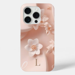 ミニマルな文字Lフォンケース - 落ち着いたモダンなモノグラム iPhone 15 PROケース