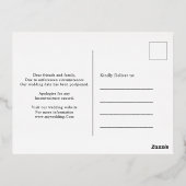 ミニマルな新しいプ結婚ランの写真が日付を変更 箔招待状ポストカード (裏面)