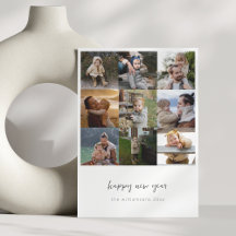 ミニマルな新年のお祝いスクリプト9枚の写真グリッド