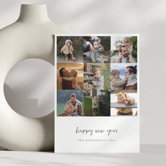 ミニマルな新年のお祝いスクリプト9枚の写真グリッド シーズンカード