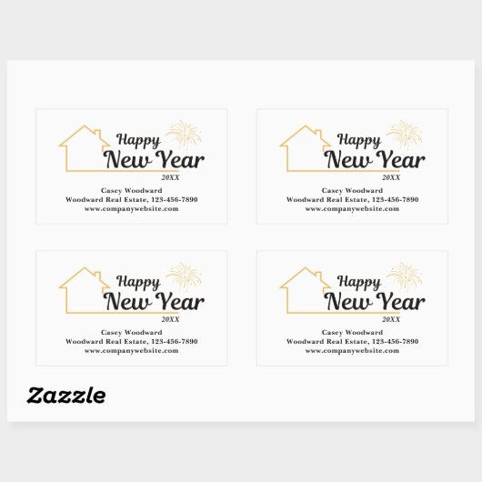 ミニマルな新年 | エテ実在ートブランディング 長方形シール (シート)