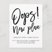 ミニマルな新結婚しい計画の日付の変更 案内ポストカード (正面)