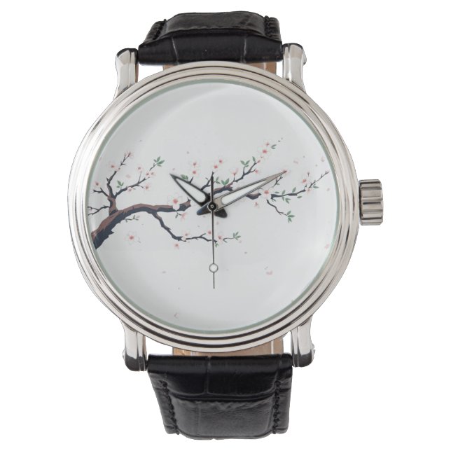 ミニマルな日本の木の枝 eWatch 腕時計 (正面)
