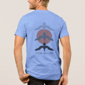 ミニマルな日本漁鷹浮世絵スタイル ブルー トライブレンドTシャツ (裏面)