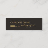 ミニマルな暗い金ゴールドブラシのメイクアップアーティスト スキニー名刺 (正面)