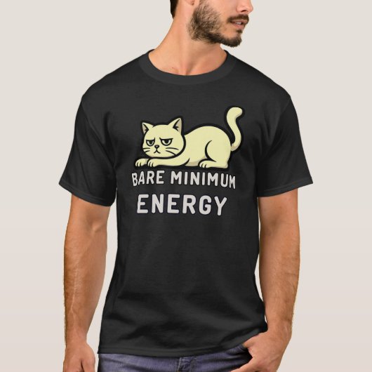 ミニマルな最低限のエネルギーの猫のイラスト Tシャツ (正面)