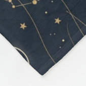 ミニマルな月相パターンと星と夜空 フリースブランケット (角)