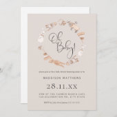 ミニマルな木のおもちゃ ニュートラル ベビーシャワー インビテ 招待状 (正面/裏面)