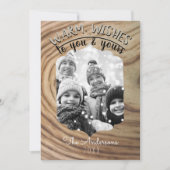 ミニマルな木製のホリデーシーズン クリスマス フォト 招待状 (正面)