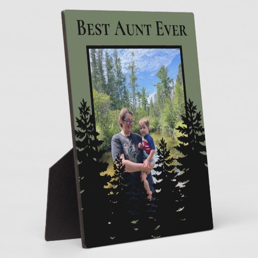 ミニマルな松のシルエットをパーソナライズ フォトプラーク (側面)