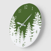 ミニマルな松のシルエットをパーソナライズ ラージ壁時計 (傾斜)