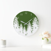 ミニマルな松のシルエットをパーソナライズ ラージ壁時計 (ホーム)