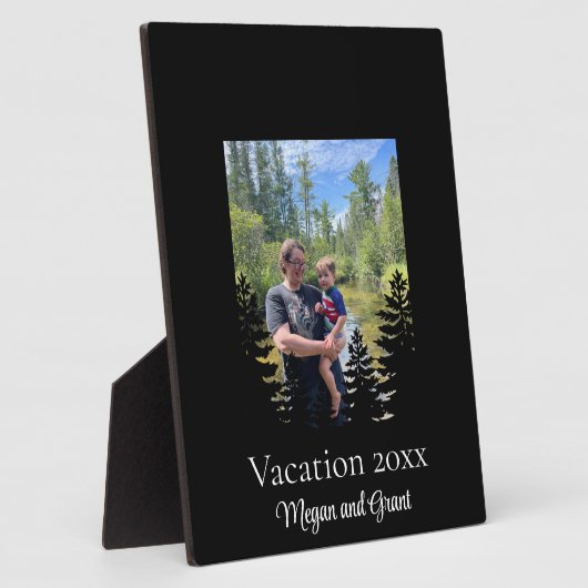 ミニマルな松のシルエット写真をパーソナライズ フォトプラーク (側面)