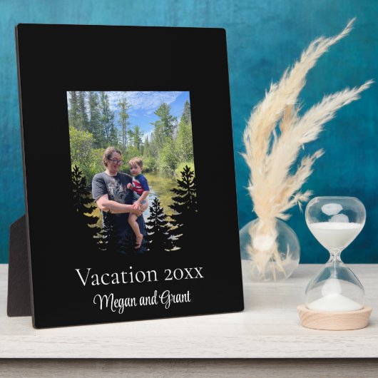 ミニマルな松のシルエット写真をパーソナライズ フォトプラーク (側面)