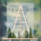 ミニマルな松の木の森結婚の歓迎 アクリルサイン (ニュートラル)