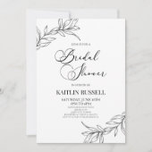 ミニマルな枝の葉のブライダルシャワー 招待状 (正面)