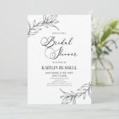 ミニマルな枝の葉のブライダルシャワー 招待状 (スタンド正面)