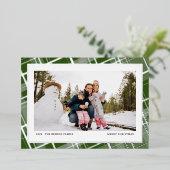 ミニマルな格子模様の1枚の写真　緑　リアル 箔シーズンカード (立ち正面)