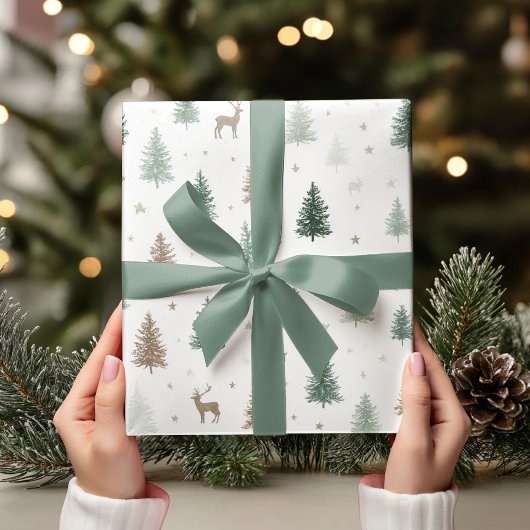 ミニマルな森のクリスマス ラッピングペーパー