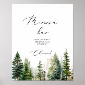 ミニマルな森の松の木ミモサバー標識 ポスター (正面)