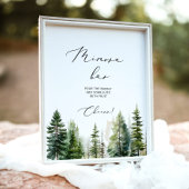 ミニマルな森の松の木ミモサバー標識 ポスター