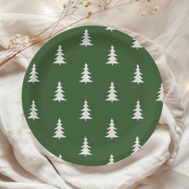 ミニマルな森の緑の松模様 ペーパープレート