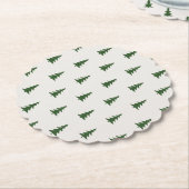 ミニマルな森の緑の素朴な松の木のパターン ペーパーコースター (アングル)
