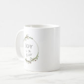 ミニマルな植物のリース Joy to the World コーヒーマグカップ (正面左)