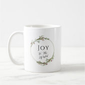 ミニマルな植物のリース Joy to the World コーヒーマグカップ (左)