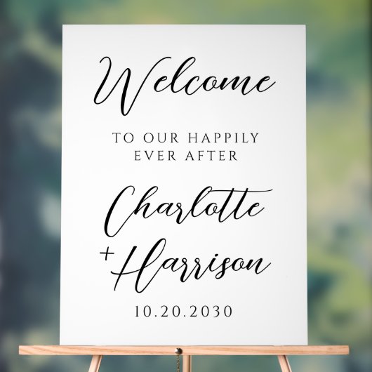 ミニマルな歓迎の結婚後ずっと幸せに アクリルサイン (ニュートラル)