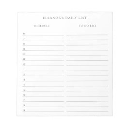 ミニマルな毎日のスケジュールとタスク一覧（名前あり） ノートパッド