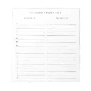 ミニマルな毎日のスケジュールとタスク一覧(名前あり) ノートパッド