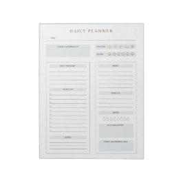 ミニマルな毎日のプランナーリストを行うダスティブルー ノートパッド