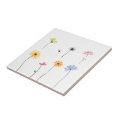 ミニマルな水の色の花のシルエット タイル (側面)