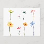 ミニマルな水の色の花のシルエット ポストカード (正面)