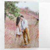 ミニマルな水の色結婚の緑が一つになる 三つ折り招待状 (内部最初)